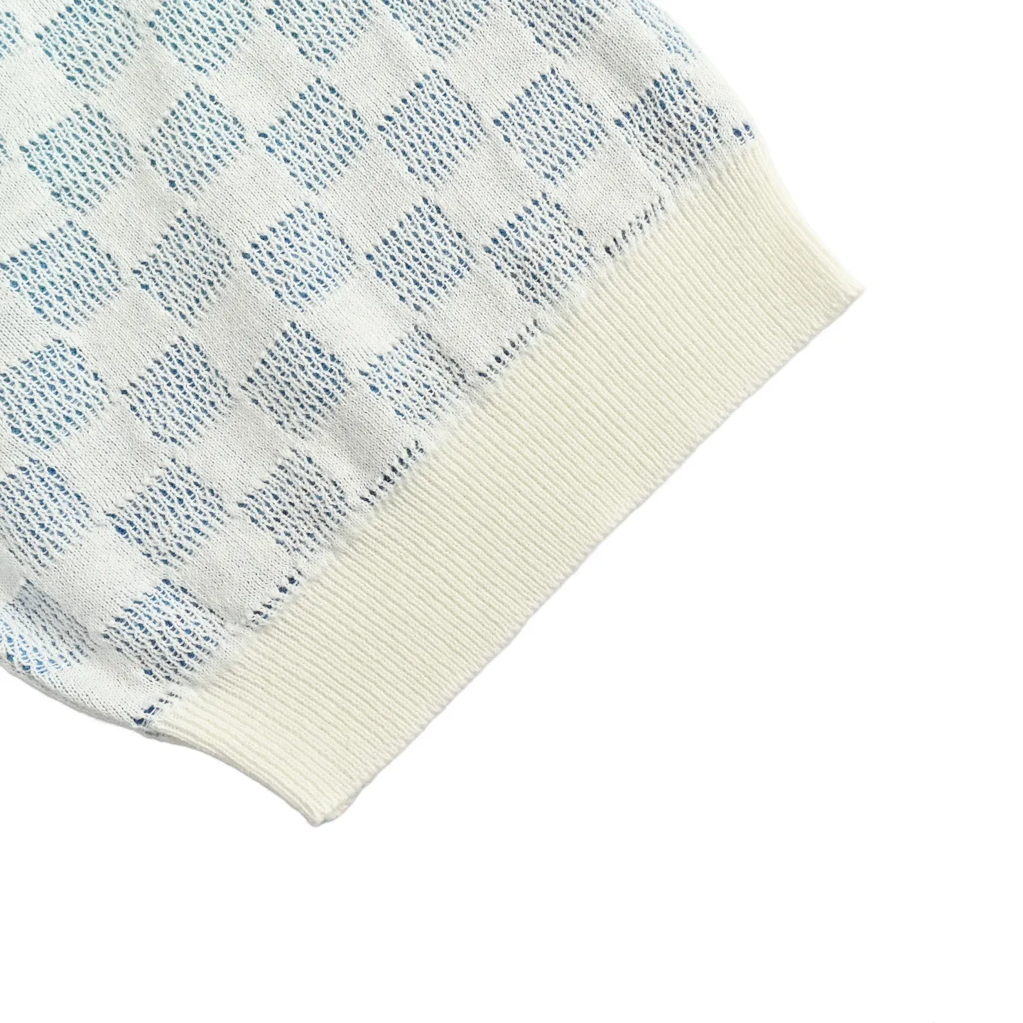 Louis Vuitton/Louis Vuitton 25ss checkerboard gradient knitted short sleeves